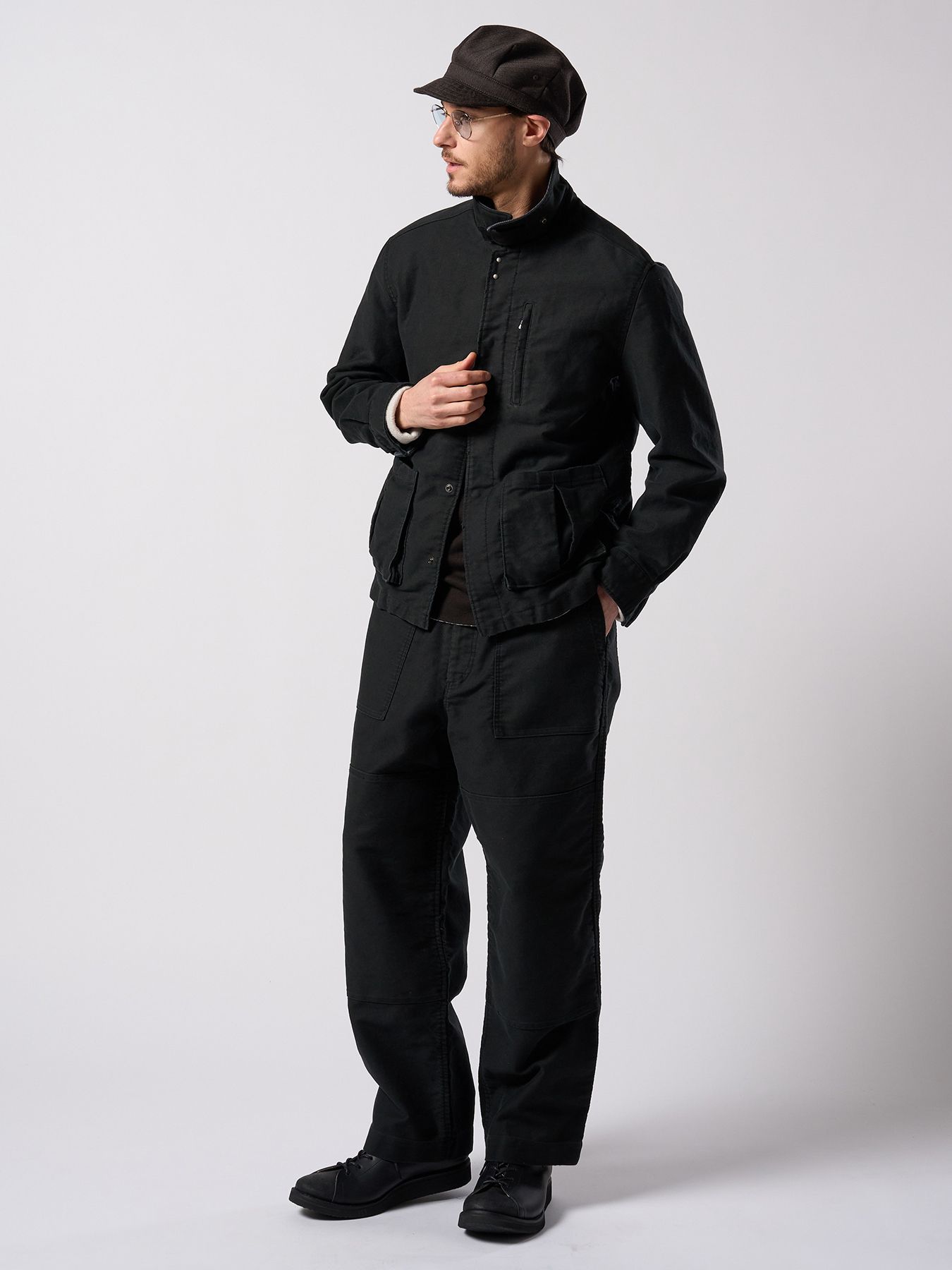 【予約品 4月19日(日) 18時締切】heavy moleskin short coverall jacket / ヘビーモールスキン ショートカバーオールジャケット / ブラック