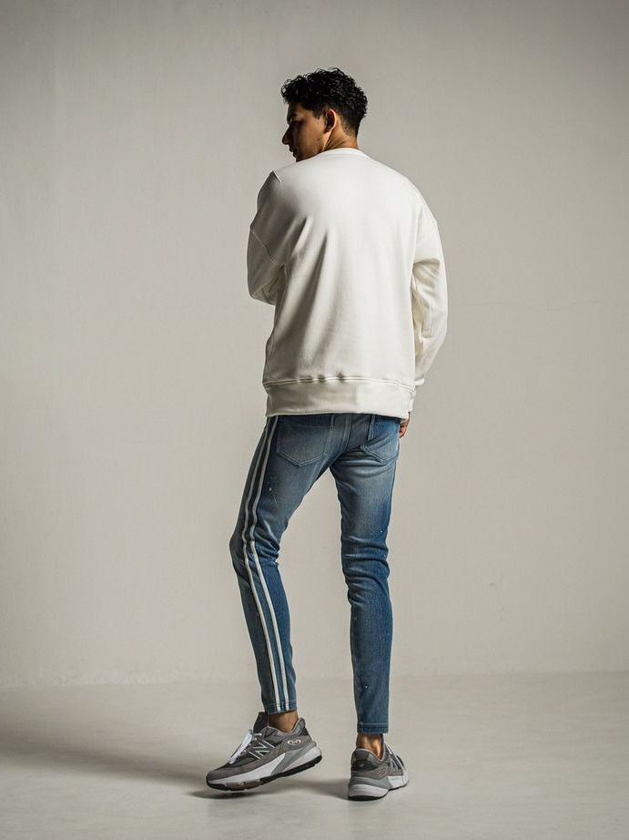 《予約9月1日18時締め》 RC chenille velours fleece drop trainer  / ルーズトレーナー / ホワイト