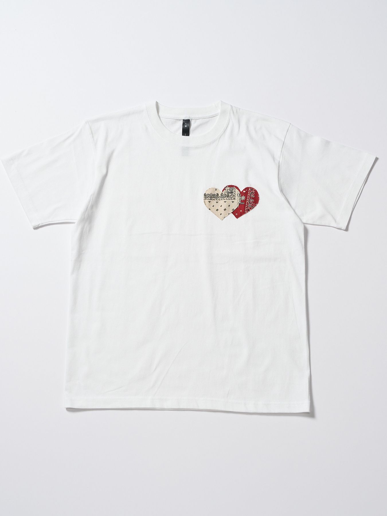 【予約品 1月25日(日) 締切】graphic-T collection：bandana panel heart T / バンダナパネル ハート Tシャツ / ホワイト×レッド