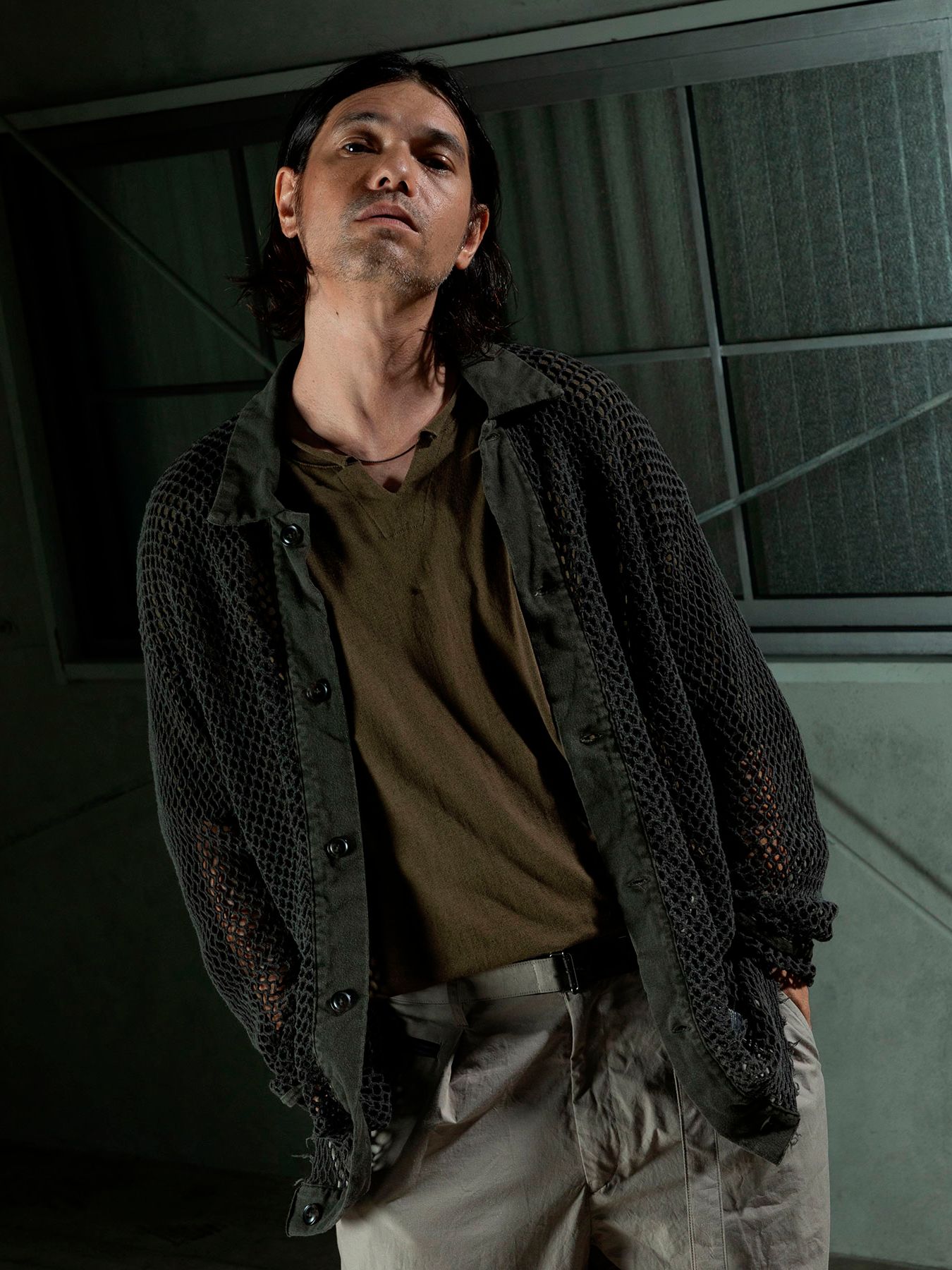【予約品 11月9日(月) 締切】TRAWLCARDIGAN / ピグメントメッシュカーディガン / サンド