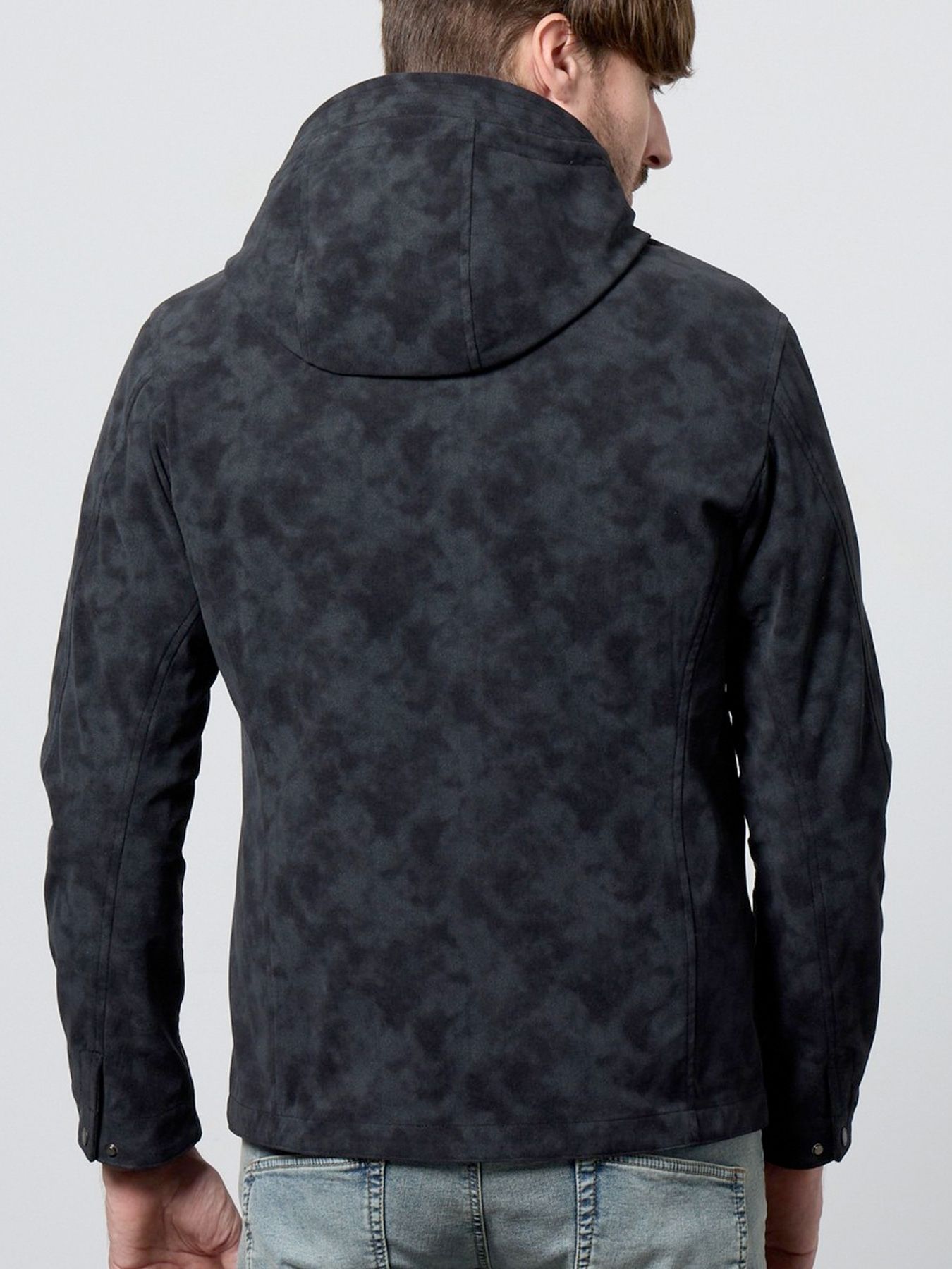 ムラプリントスタンドアップジップブルゾン / ライトグレー【HIDEAWAYS】