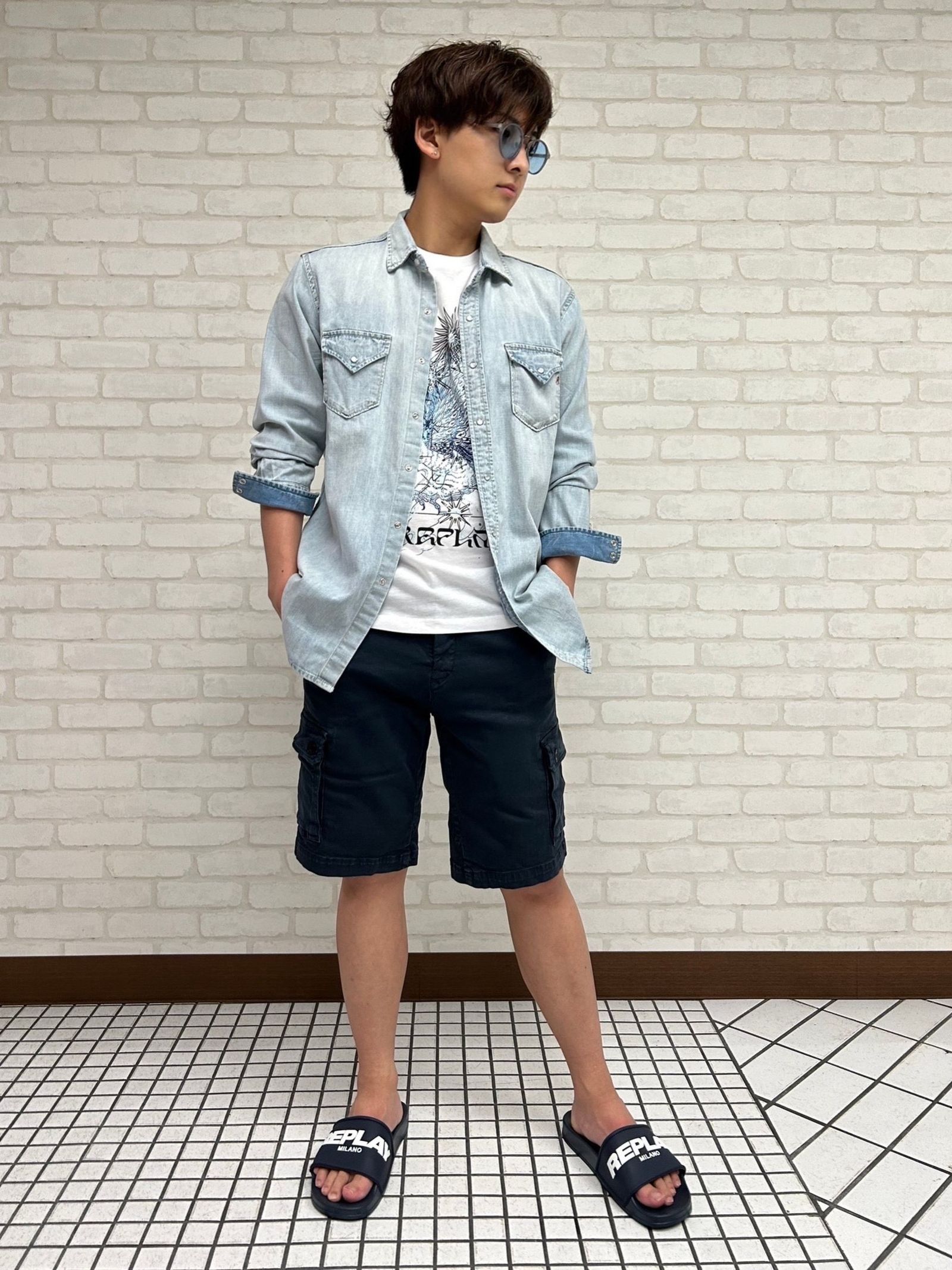 REPLAY - 10.5 HYPERFLEX DENIM SHORTS / デニムショートパンツ / ネイビー 【REPLAY】 | BRYAN