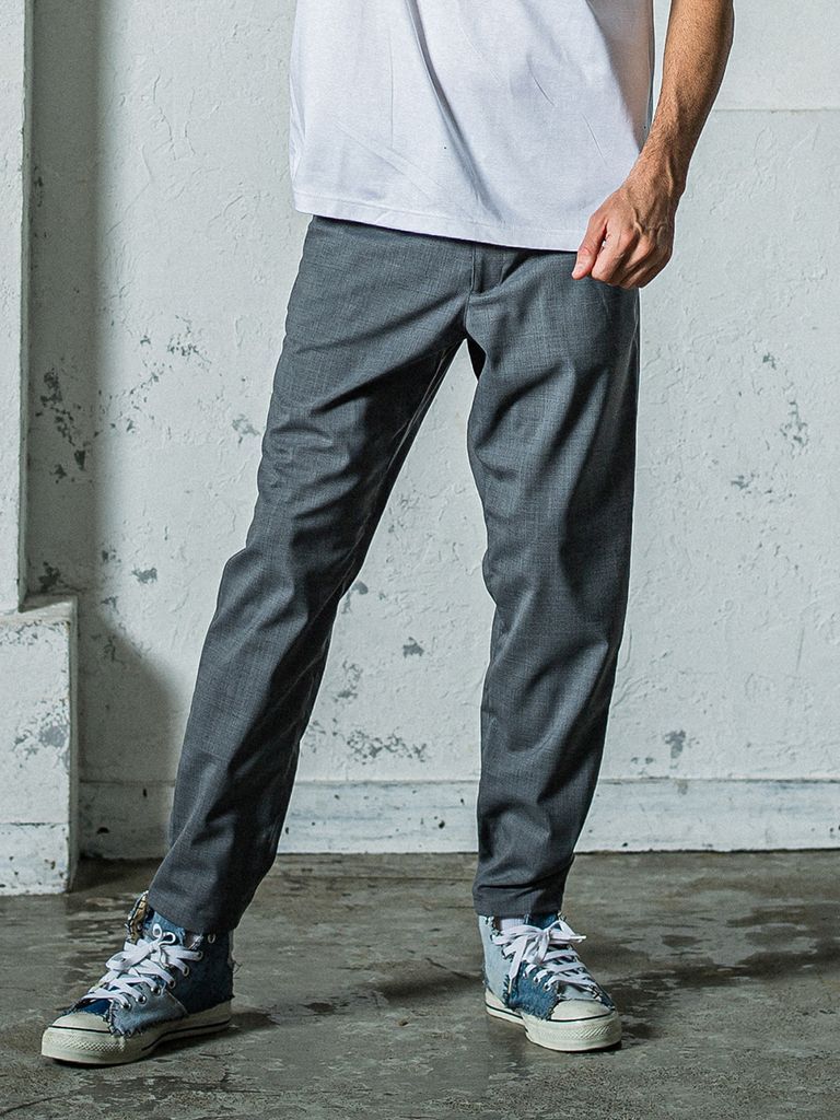 PAT WIDE EASY PANTS / ウオッシャブルトロピカルウール イージーパンツ / ライトグレー