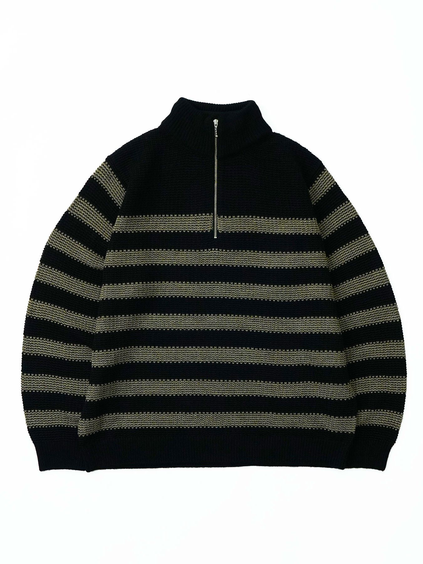 【予約品】 BORDERBLEND / ボーダニット / ブラック×サンドベージュ