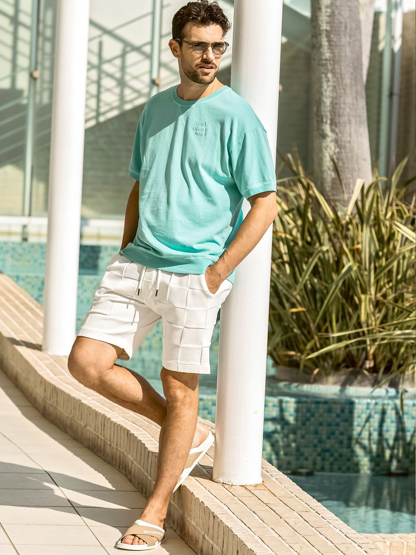 ブロックニットショーツ / ホワイト