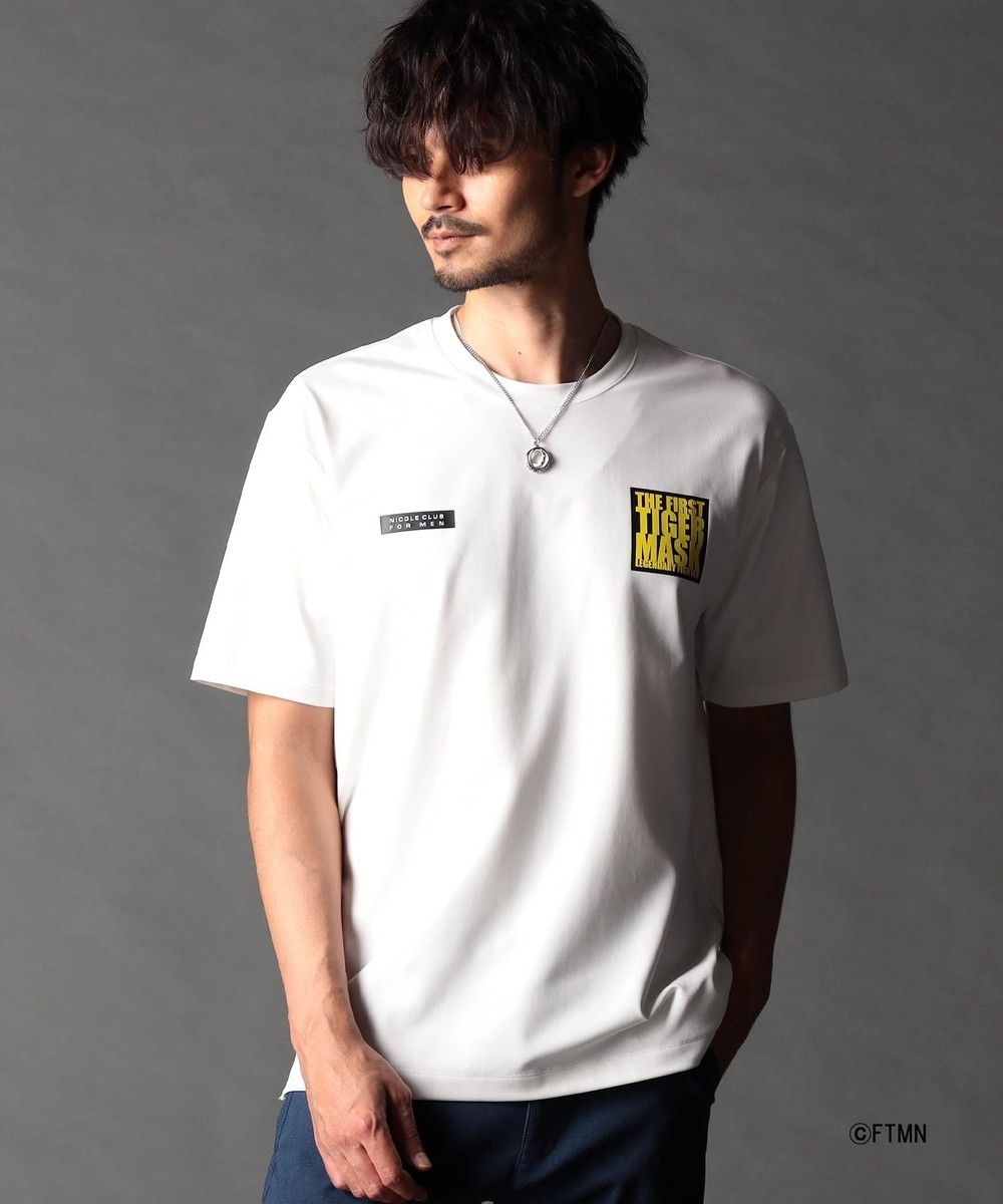＜初代タイガーマスクプロレスコラボ半袖Tシャツ ホワイト接触冷感【 NICOLE CLUB FOR MEM】