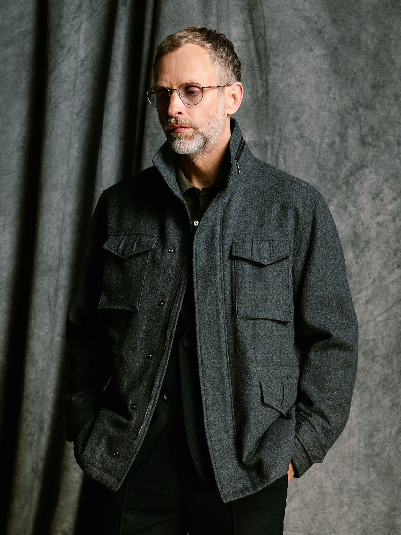 【予約品 4月19日(日) 18時締切】milled wool field jacket / ミルドウール フィールドジャケット / チャコール