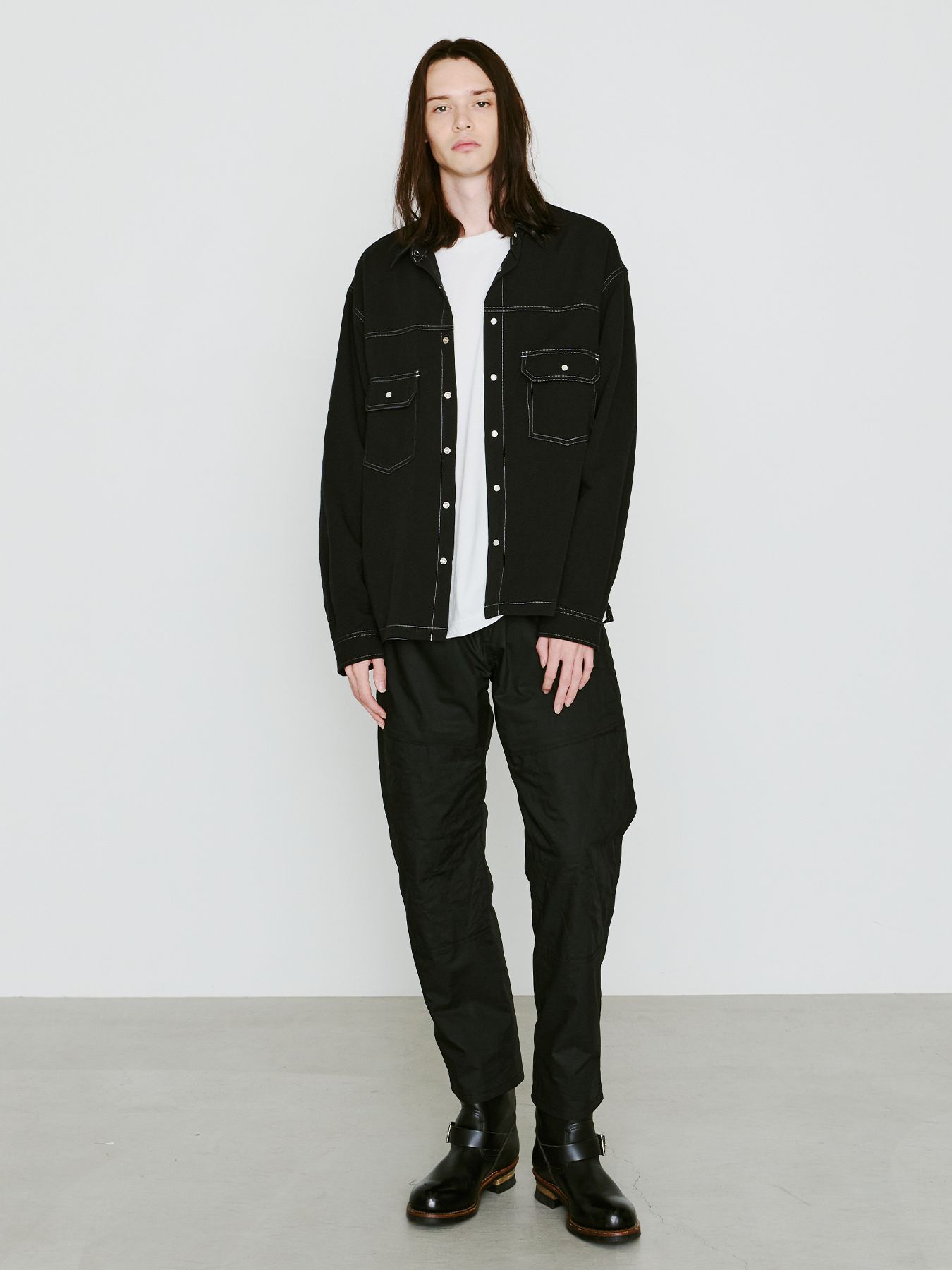 【予約品 8月10日(日) 締切 】EAGLE EMBLEM SHIRT / イーグルエンブレム シャツ / ブラック×ホワイト