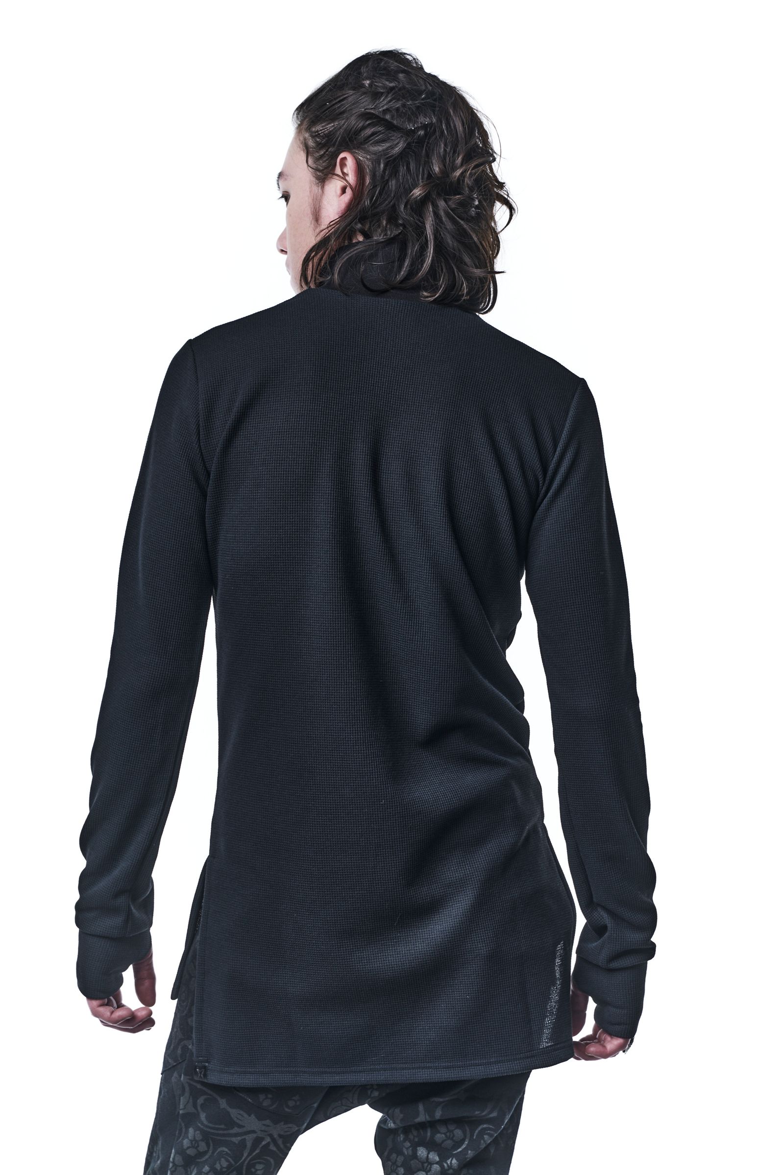 《予約品》 MockNeckLongSleevesT モックネックTシャツ Waffle / Black 【kiryuyrik】 7月入荷予定