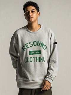 《予約9月1日18時締め》 college  velours fleece drop trainer  / ルーズトレーナー / グレーグリーン