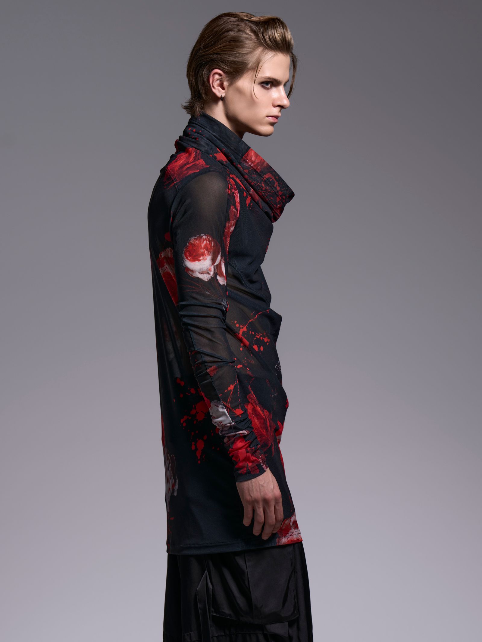 【予約品 1月4日(日) 締切】Loose High Neck / ルーズハイネック / ブラックフローラ