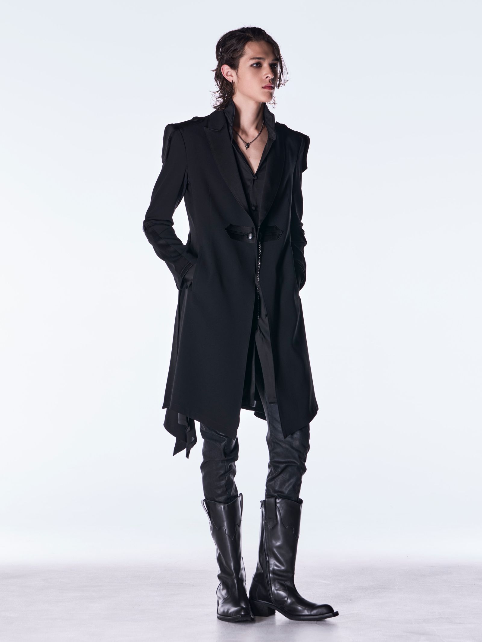 【予約品 6月29日(月) 締切】Coating Denim Curve Pants / コーティング デニム カーブパンツ / ブラック