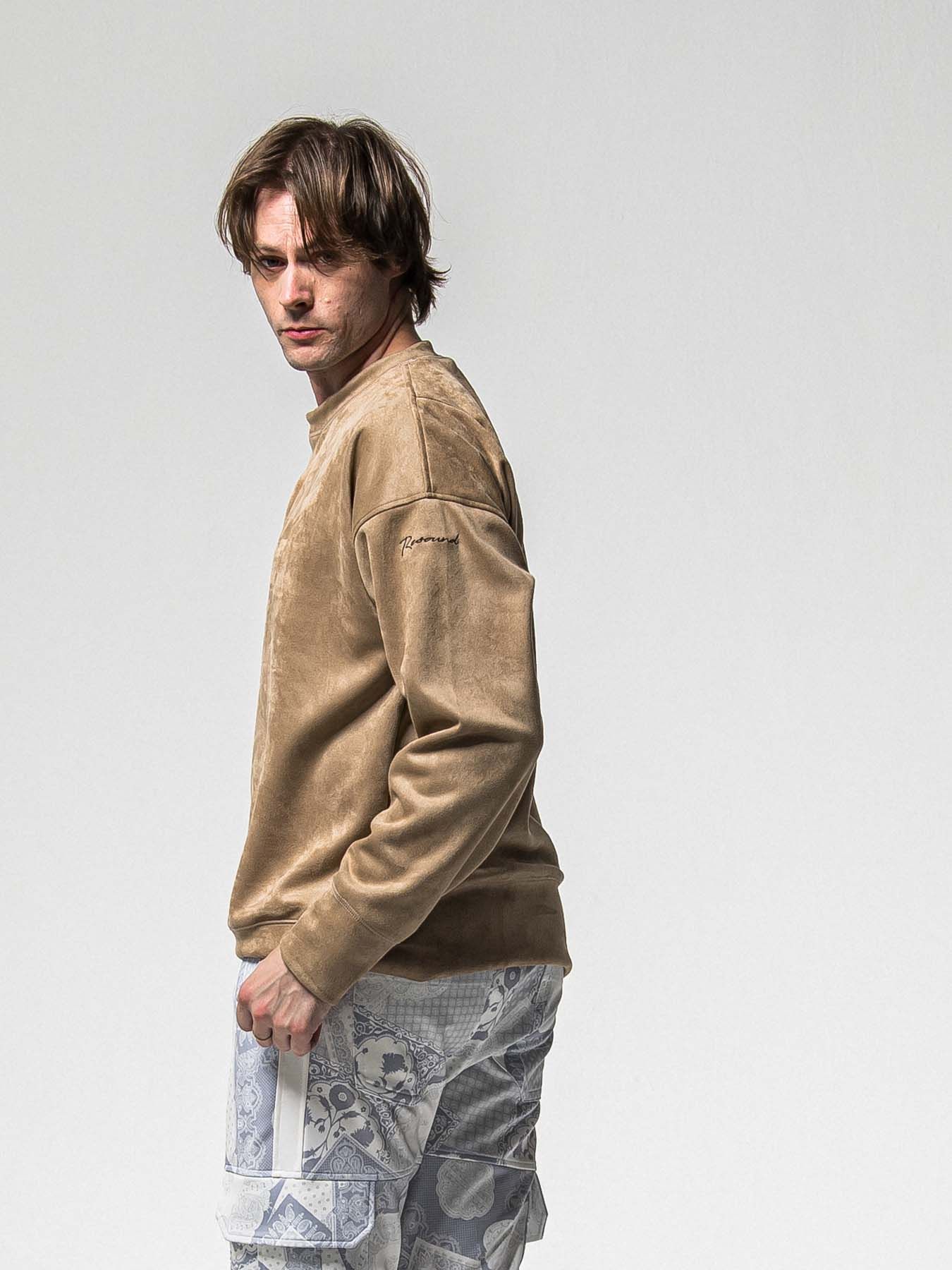 【予約品 8月31日(日) 締切】SUEDE DROP TRAINER / スウェード ドロップショルダートレーナー / ブラウン