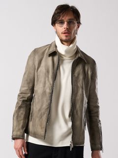 【予約品 4月19日(日) 18時締切】leather single riders / レザーシングルライダース / ダストベージュ