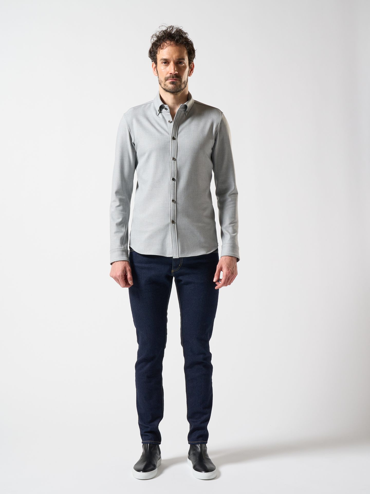 【予約品】 B.D shirt(cosmical warm) / ボタンダウンシャツ / アイスグレー