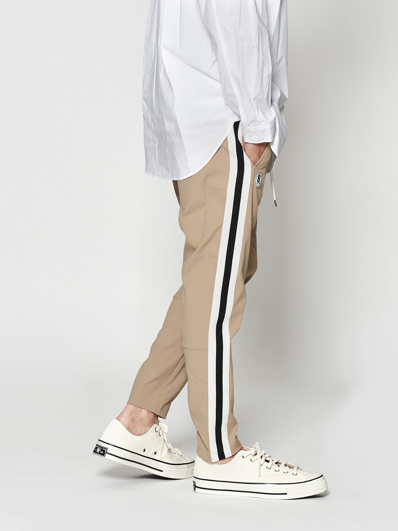 【予約品 10月9日(木) 締切】muta sweet side line pants / ラインパンツ / ベージュ【Acanthus × muta MARINE】