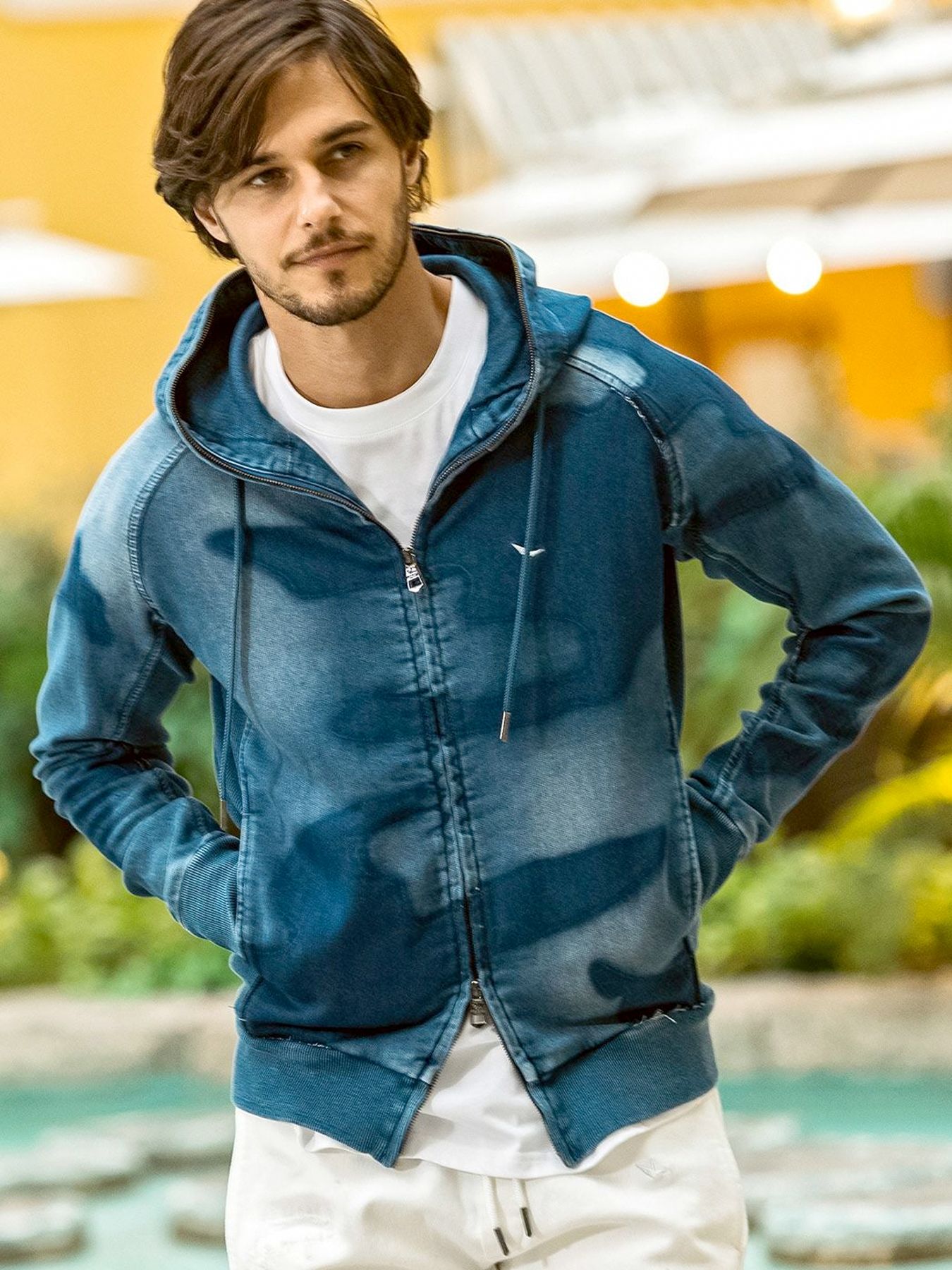 カモ柄ジョグデニムパーカー / インディゴ