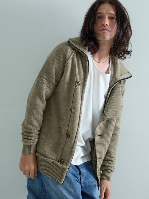 【予約品 6月2日(月) AM10時 締切】Standrop / ニットブルゾン / 杢ベージュ