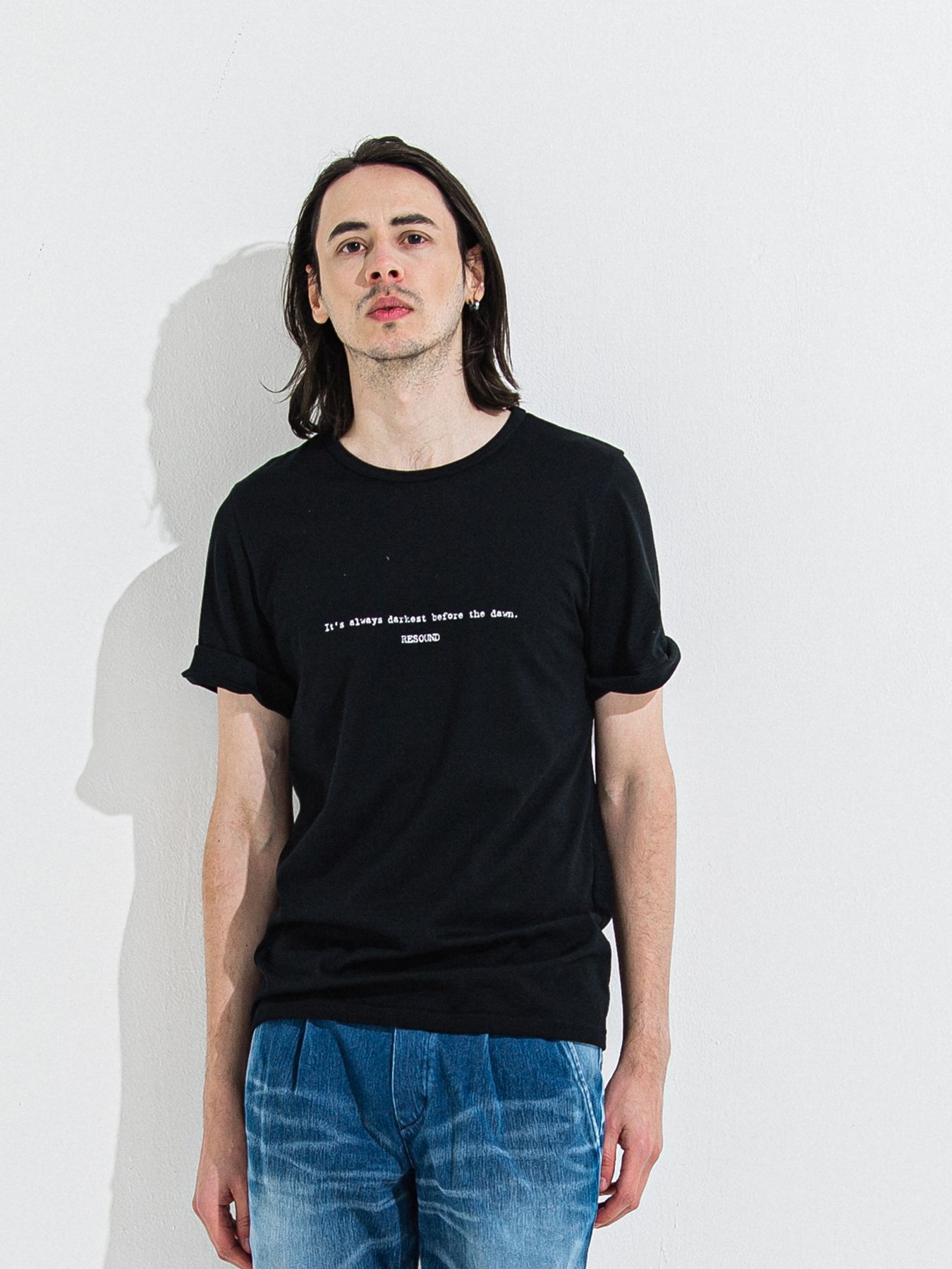 GIZA DAWN ROLL UP TEE / ギザドーンロールアップTシャツ / ブラック