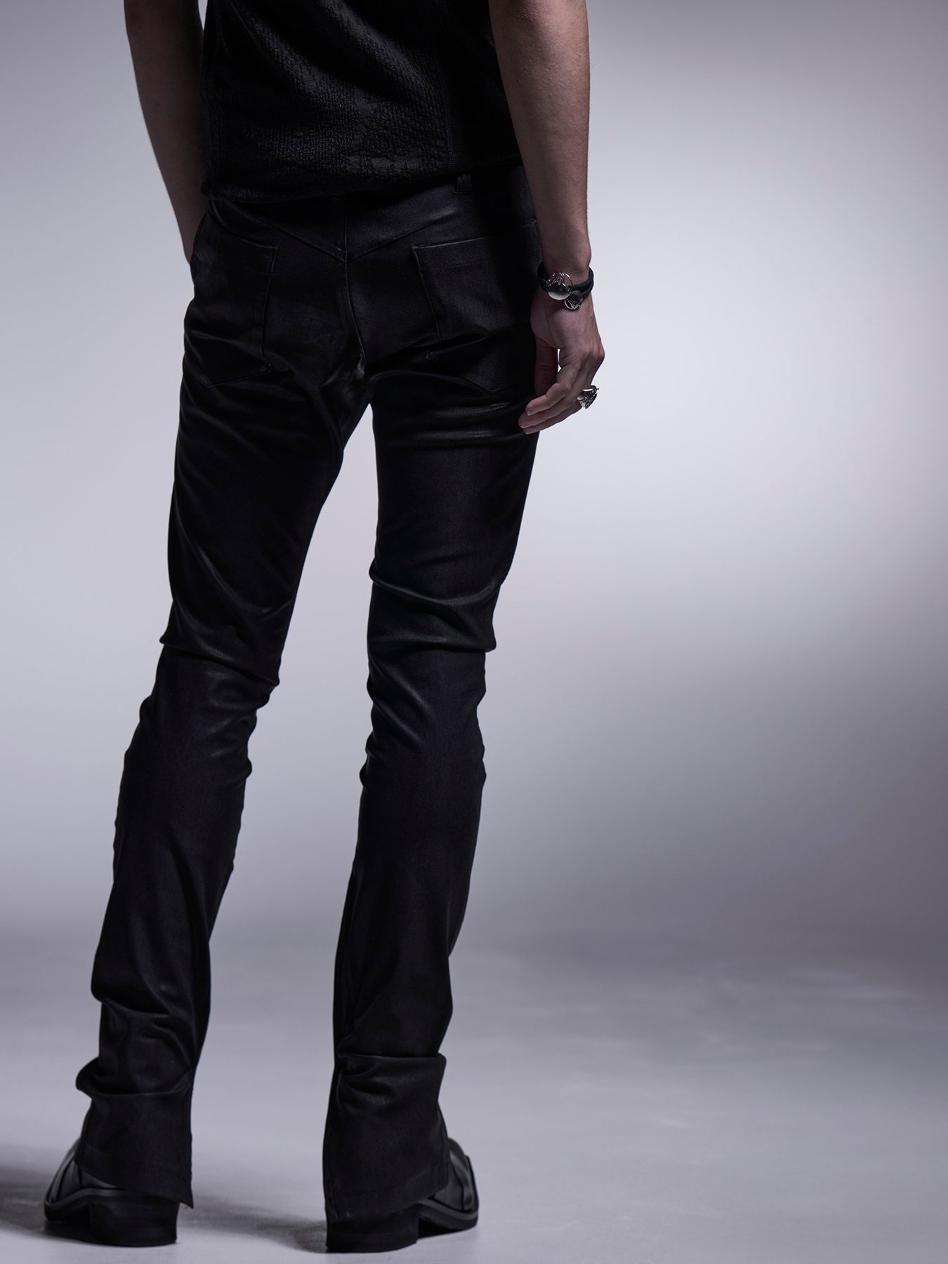 【予約品 7月13日(日) 締切】Coating Skinny Slacks / コーティング スキニースラックス / ブラック