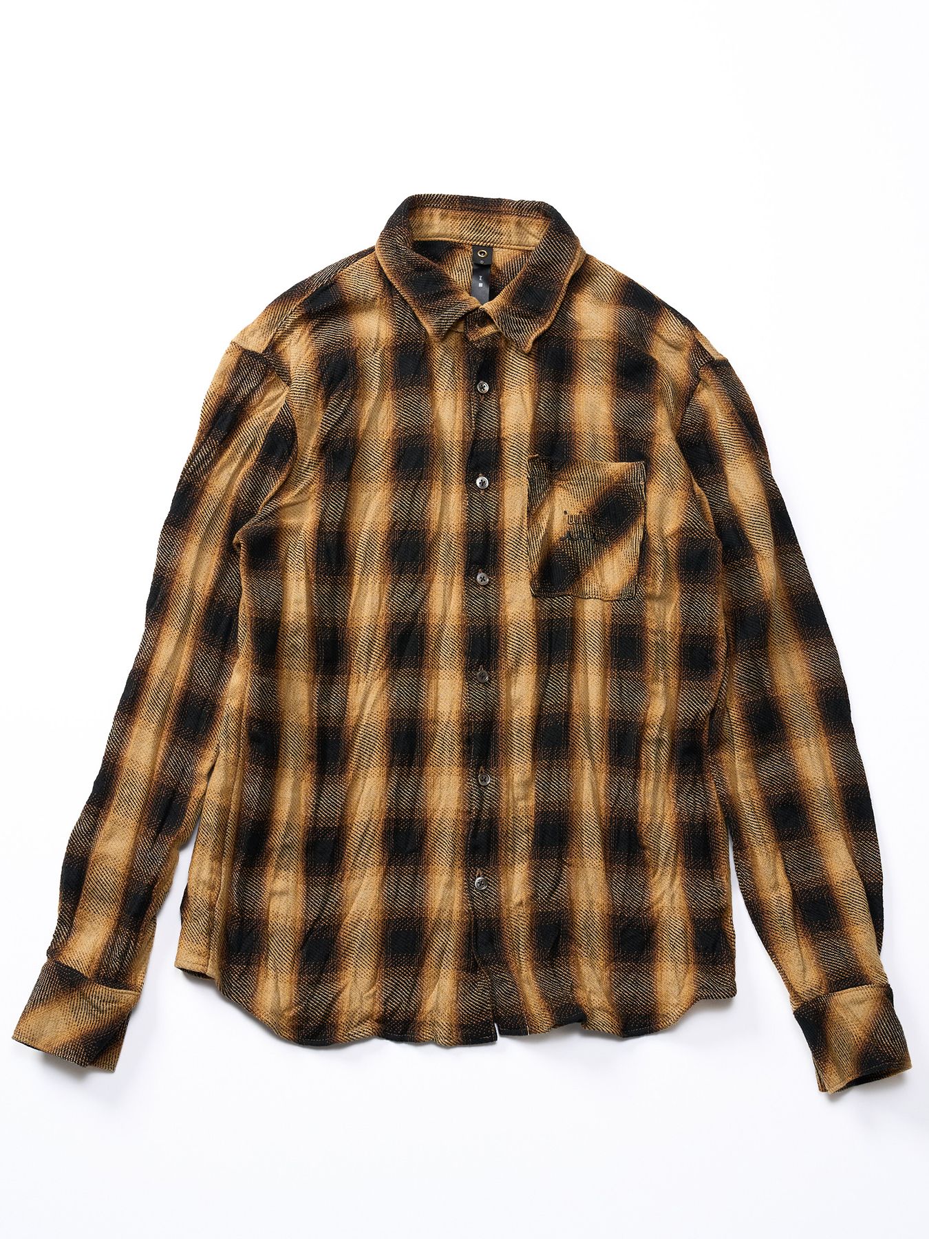 【予約品】muta × wjk collection：twist wrinkle check shirt / シワ加工チェックシャツ / イエローチェック
