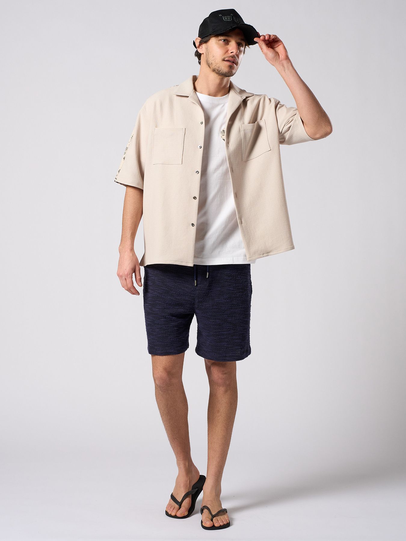 【予約品 1月25日(日) 締切】muta × wjk collection：knit jacquard relax shorts / ニットジャガード リラックスショーツ / ネイビー