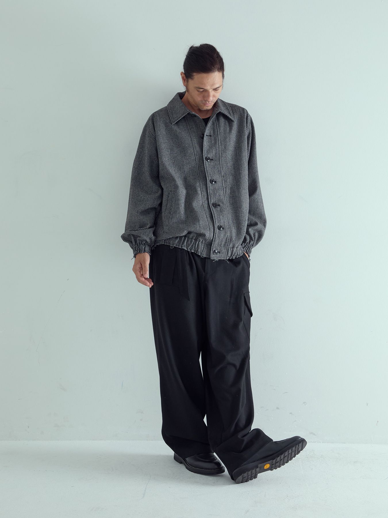 【予約品 】OVALB BLOUSON / ブルゾン / グレー×ブラック千鳥（大）