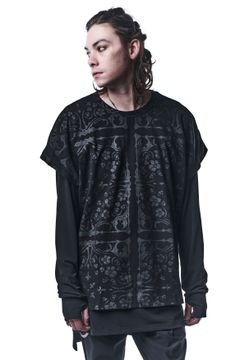 《予約品》 LayerdT-Shirts Tシャツ BANDANA BEATENJIKU / Black×Black 【kiryuyrik】 9月入荷予定