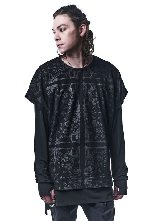 《予約品》 LayerdT-Shirts Tシャツ BANDANA BEATENJIKU / Black×Black 【kiryuyrik】 9月入荷予定