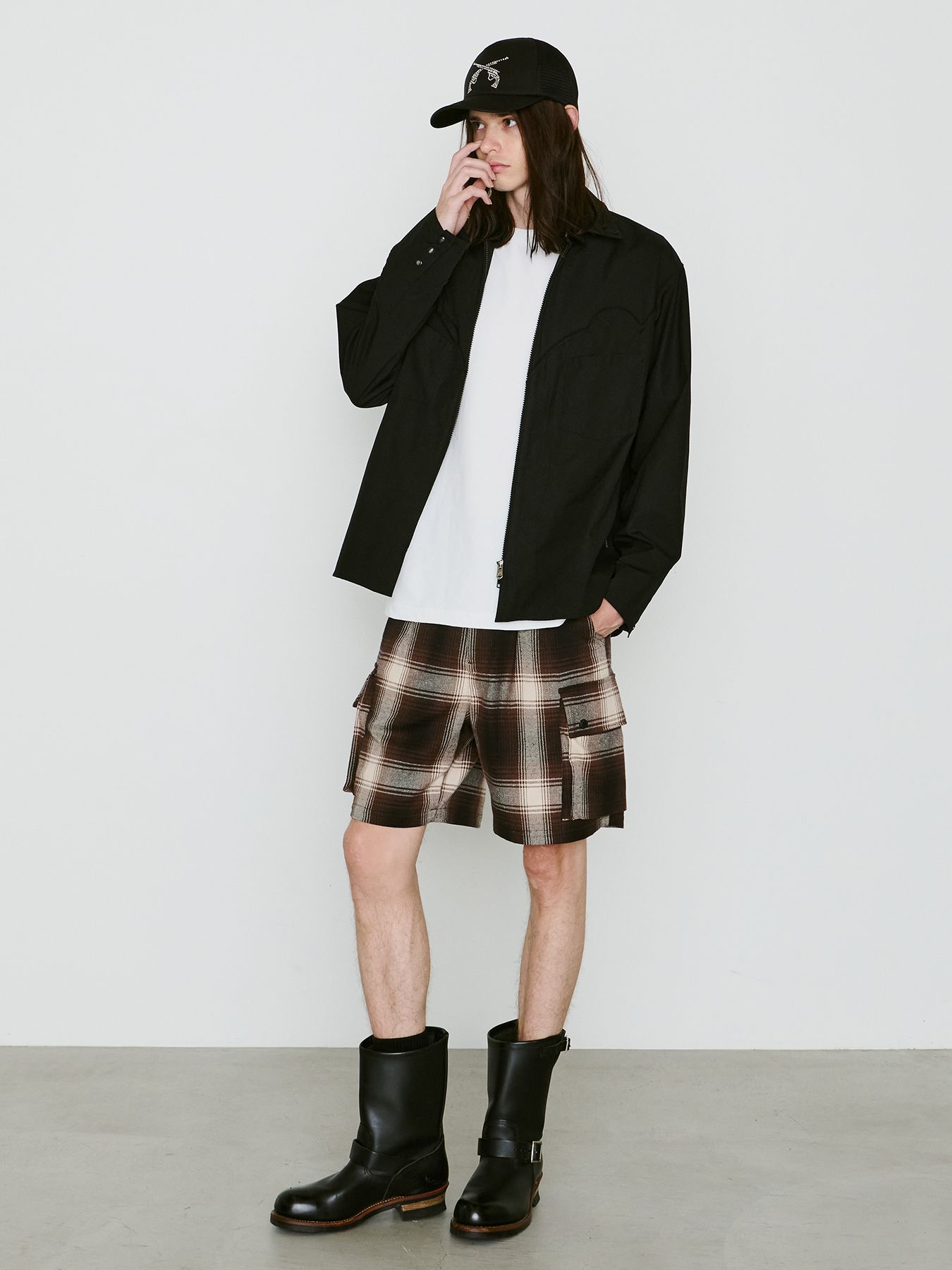【予約品 8月10日(日) 締切 】SILK CHECK SHORTS / シルクチェックショーツ / ブラウン