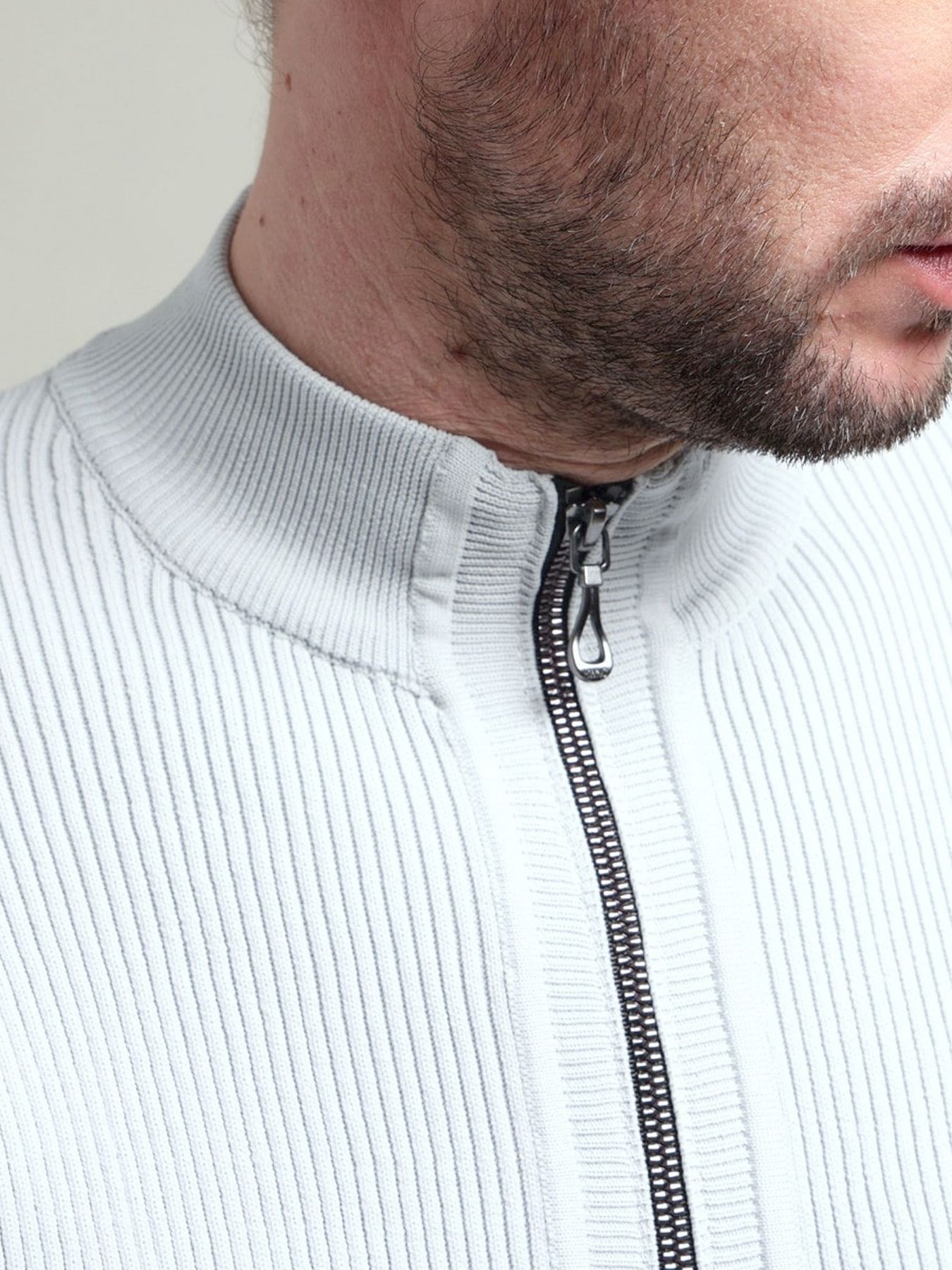 フルジップスタンドニットブルゾン / ライトグレー 【HIDEAWAYS BLACK】