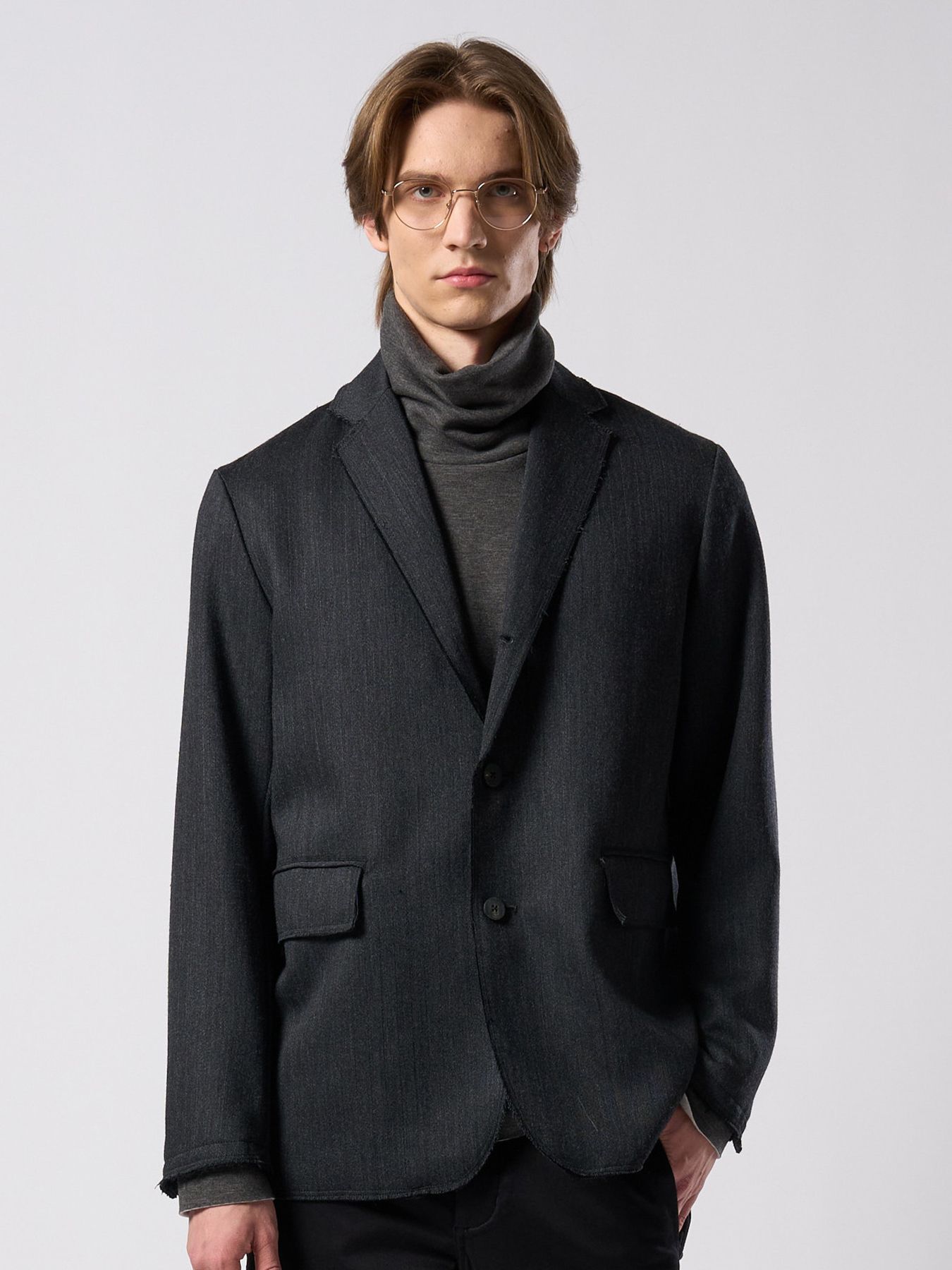 【予約品 4月19日(日) 18時締切】venetian stripe single jacket / ヴェネツィアン ストライプ シングルジャケット / チャコール