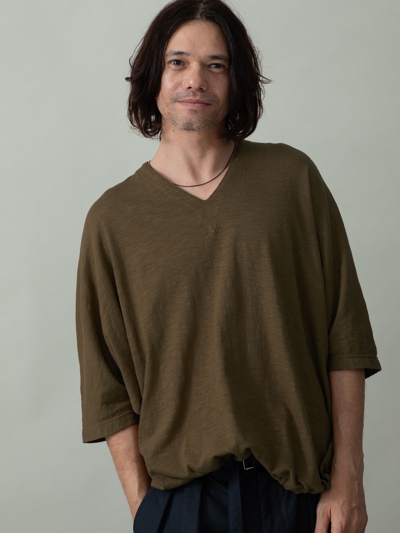 【予約品 2月1日(日) 締切】KITE V-NECK / Vネック ニットT / ブラウン