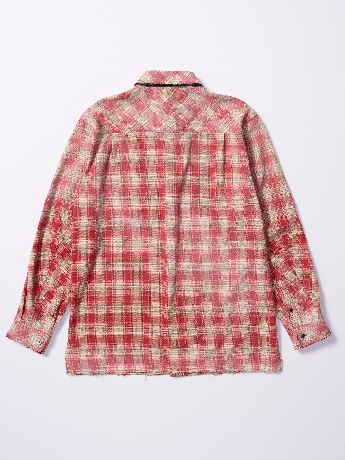 【予約品 4月19日(日) 18時締切】aging loose check shirt / エイジング ルーズ チェックシャツ / フェードレッド