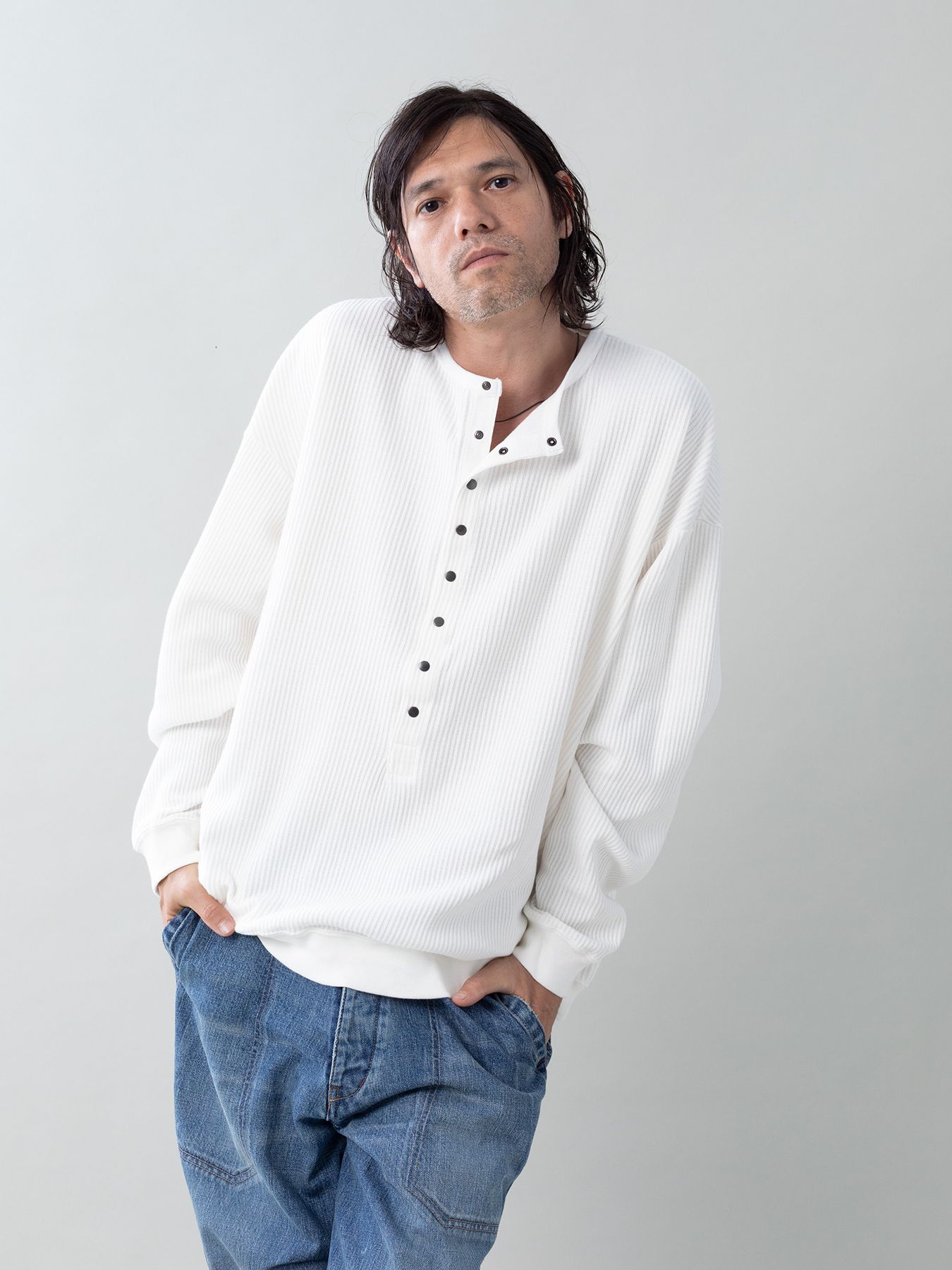 【予約品 5月27日(水) 締切】Deepfront / レールニット カットソー / ホワイト