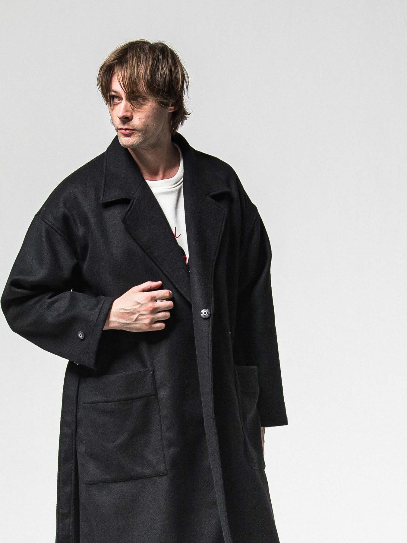 【予約品 】GOWN OVER COAT / ガウンオーバーコート / ブラック