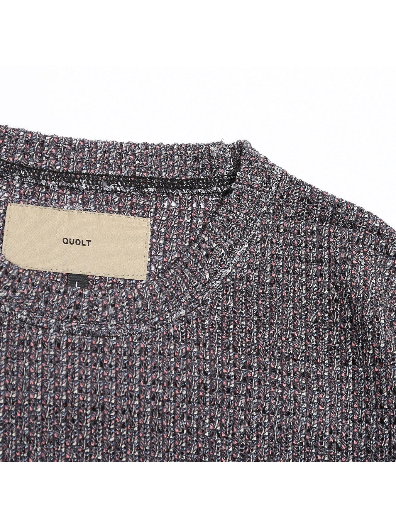 MIXED-MESH KNIT / メッシュニット Tシャツ / ミックスドブラック【QUOLT】