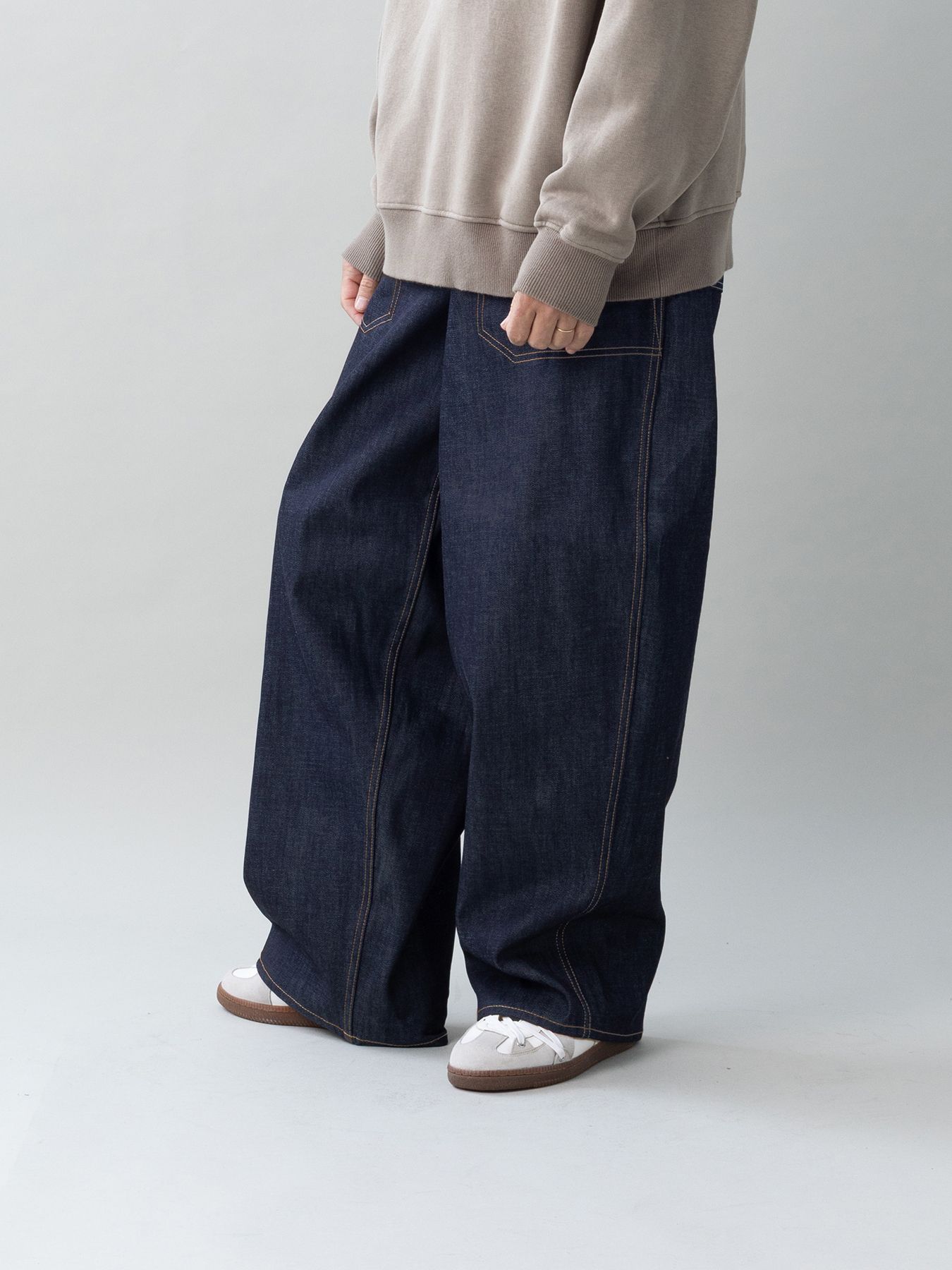 【予約品 5月6日(水) 締切】USN-DENIMTROUSERS / デニムミリタリーパンツ / インディゴ × 金茶ステッチ