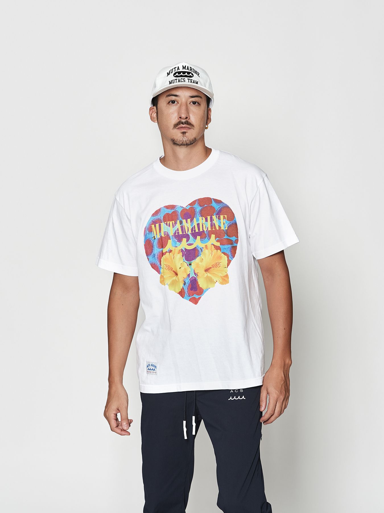 【予約品 10月9日(木) 締切】muta Heat Hibiscus Tee / Tシャツ / ホワイト【Acanthus × muta MARINE】