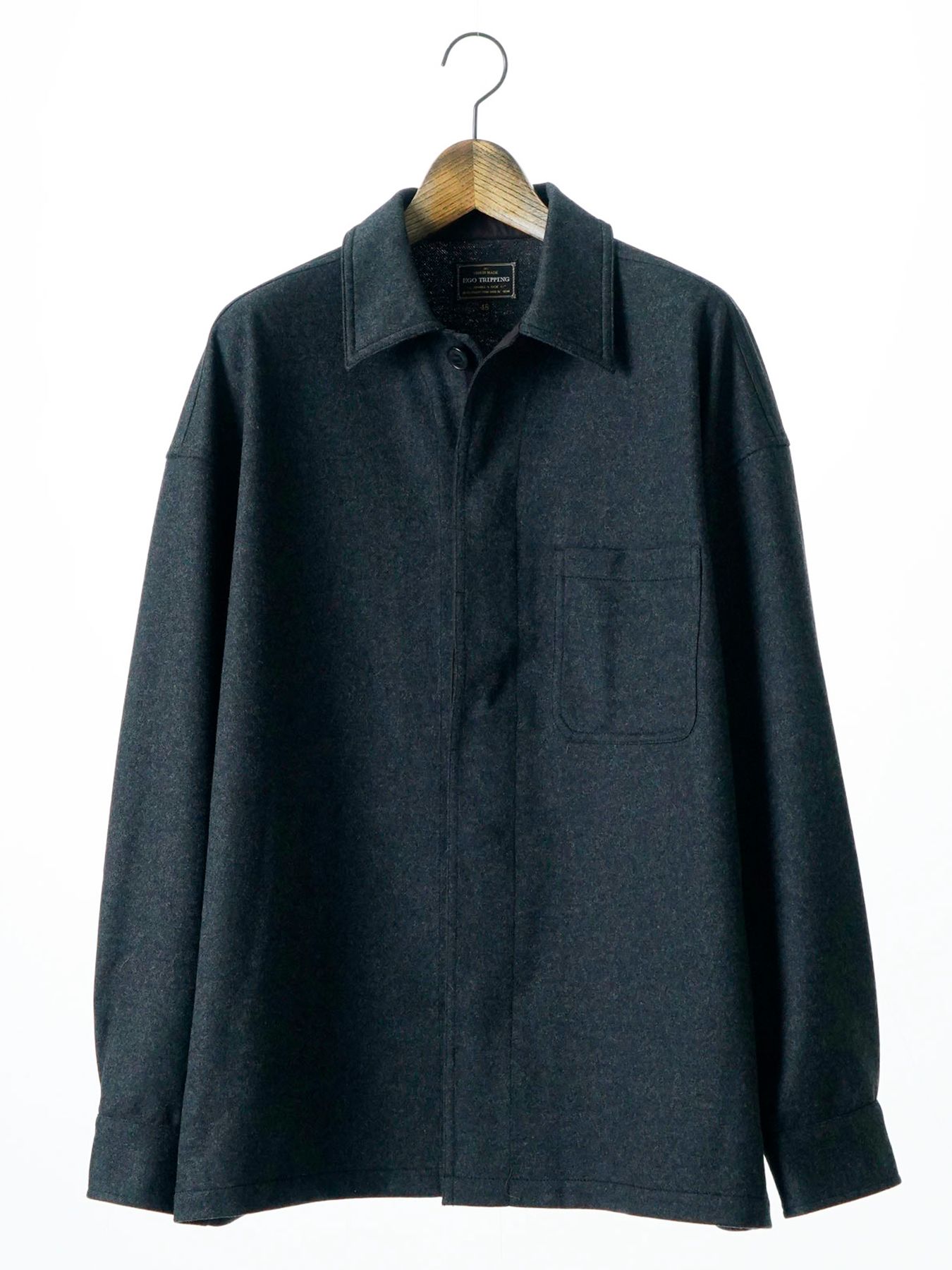 【予約品 】Woolnapp shirts / ウールシャツ / 杢チャコール
