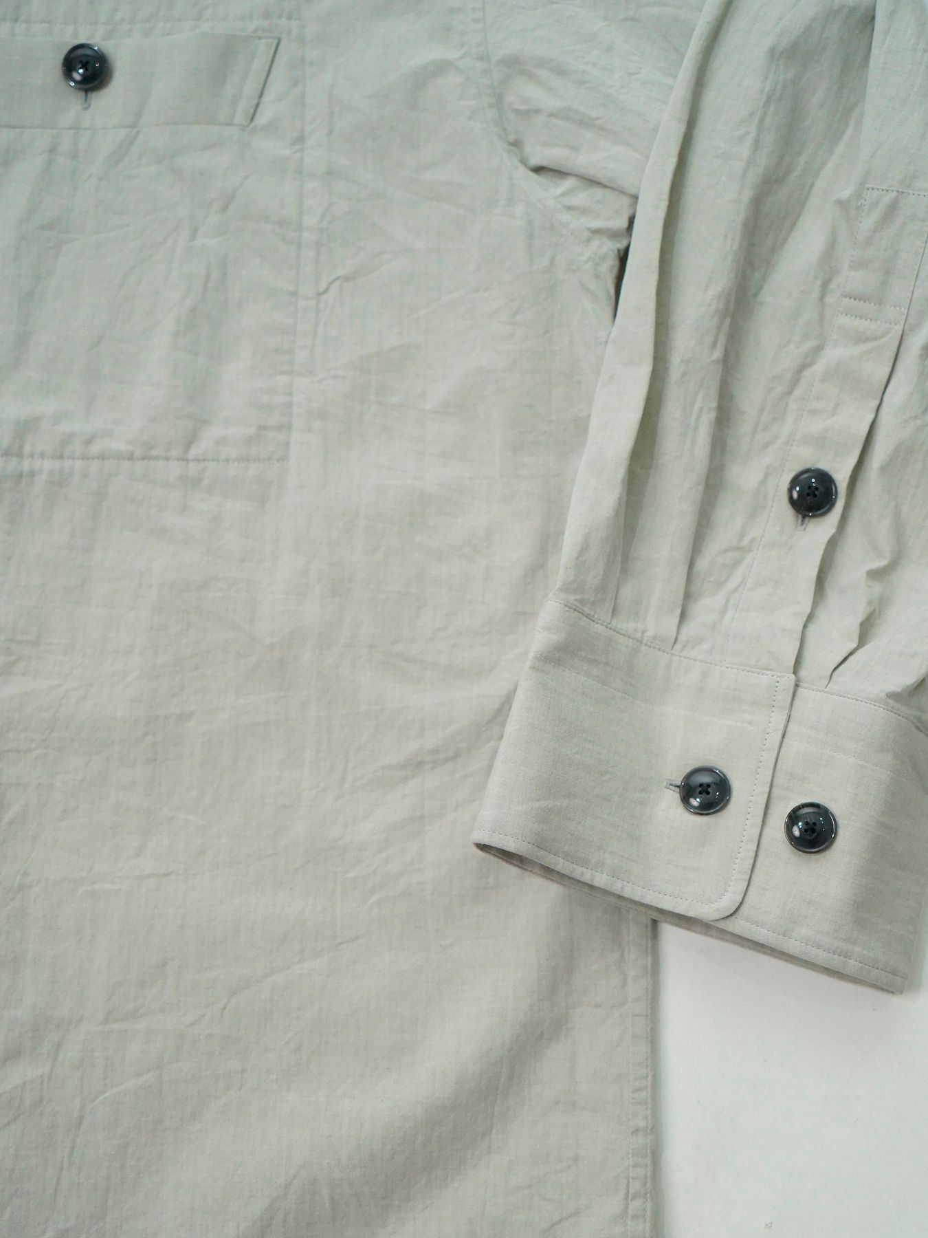 【予約品 5月7日(水)AM10時  締切】Wideline / コットンラミー ワイドシャツ / ライトグレー
