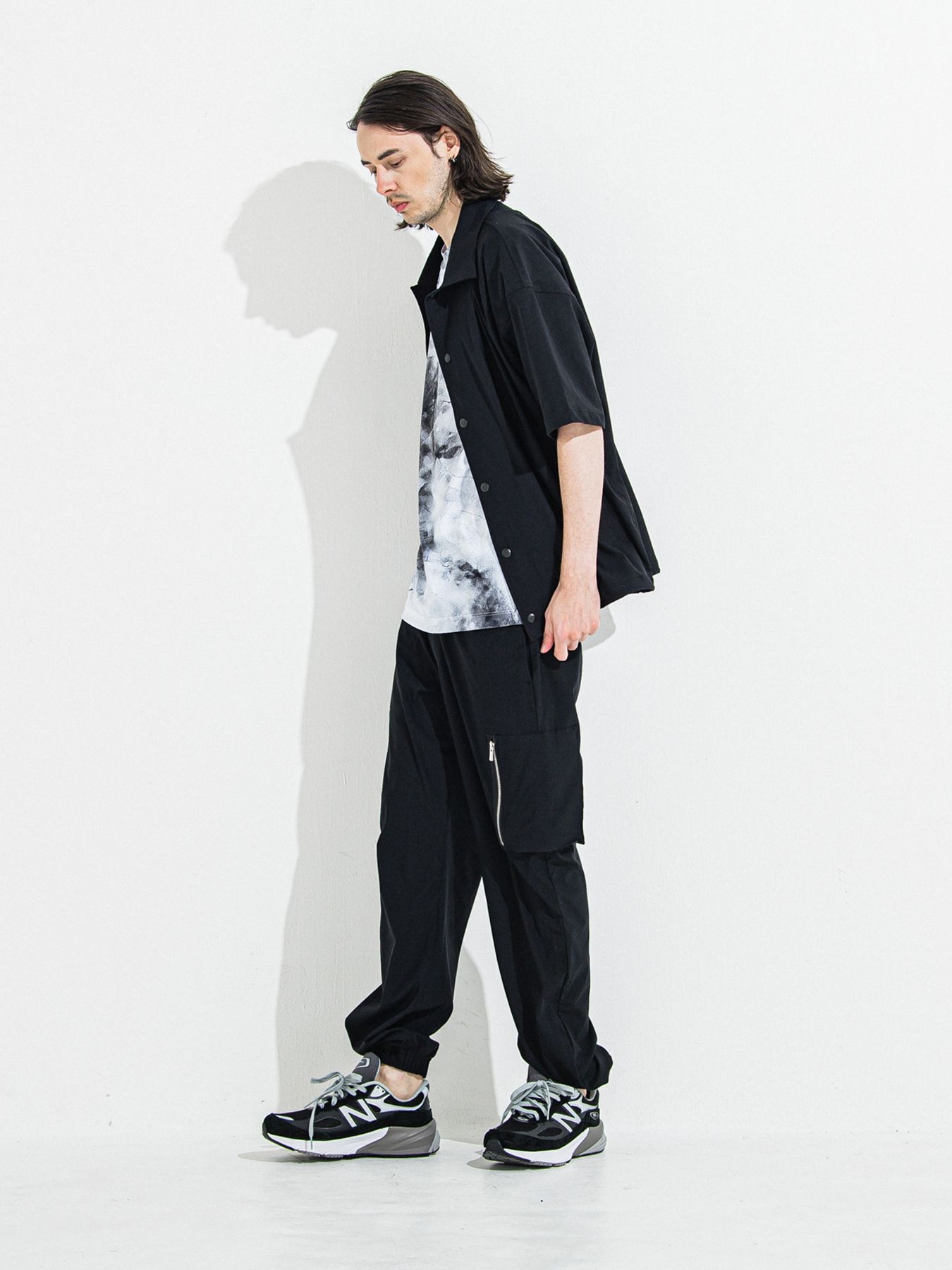 【予約品】NYLON HALF COACH JACKET / ナイロンハーフコーチジャケット / ブラック