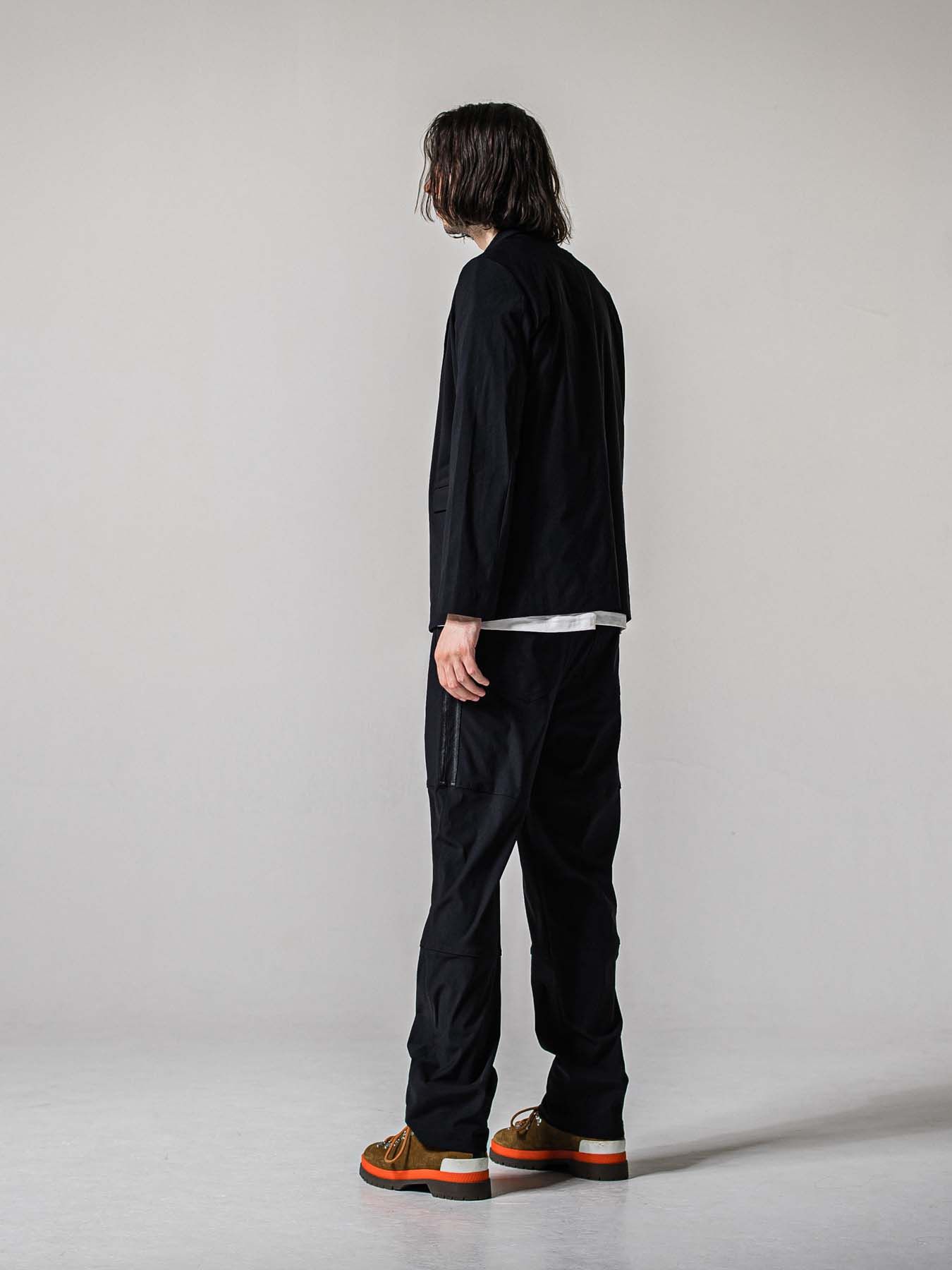 【予約品 11月16日(日) 締切】GARY LOOSE JACKET / ルーズフィット ジャージ テーラードジャケット / ナイロンブラック