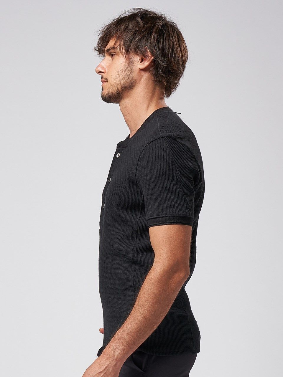 《予約品》 waffle henley / Tシャツ / ブラック