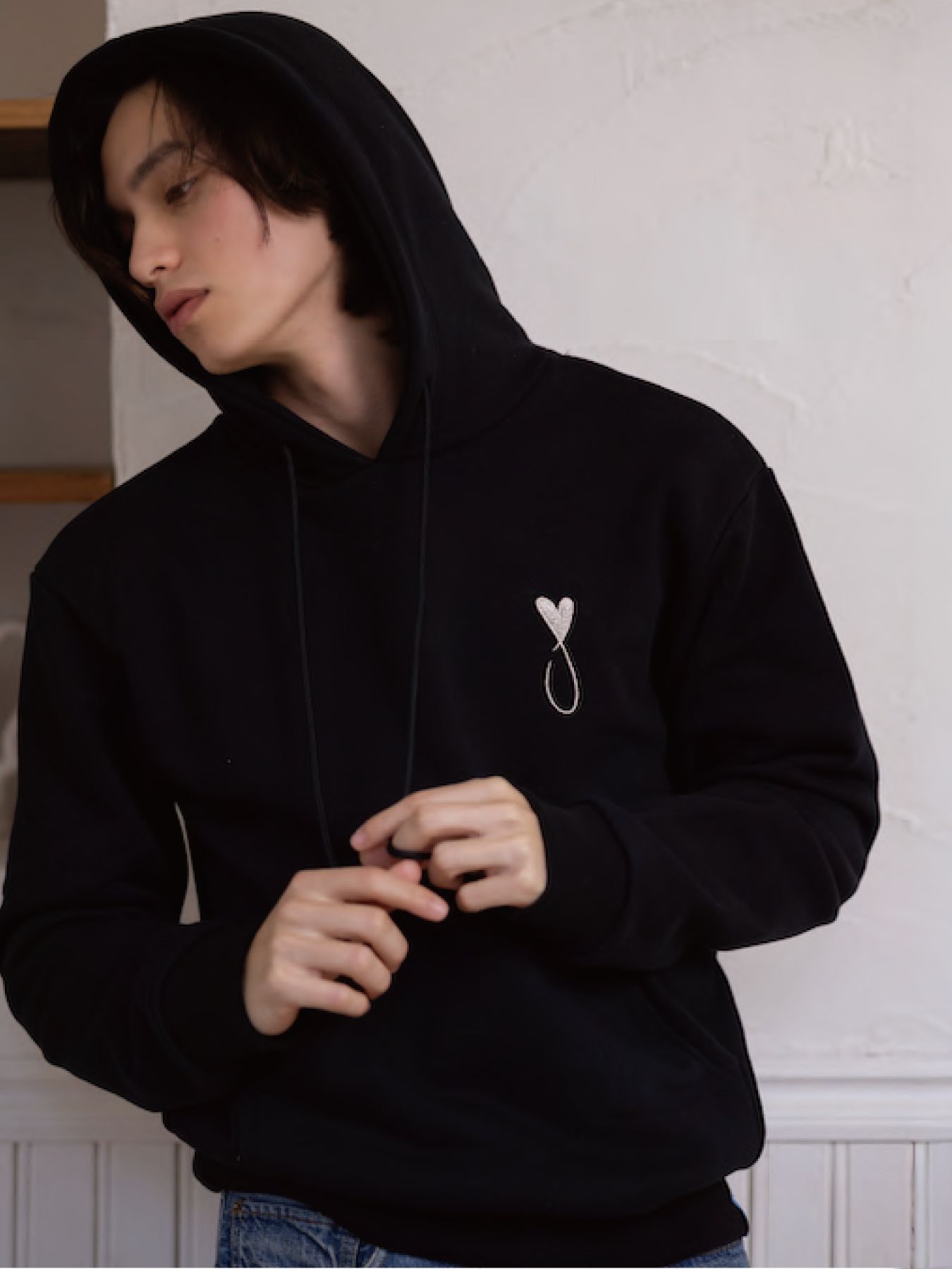 Tiphanie Big Hoodie ブラック×シルバー  メゾンオノレ ・パリ