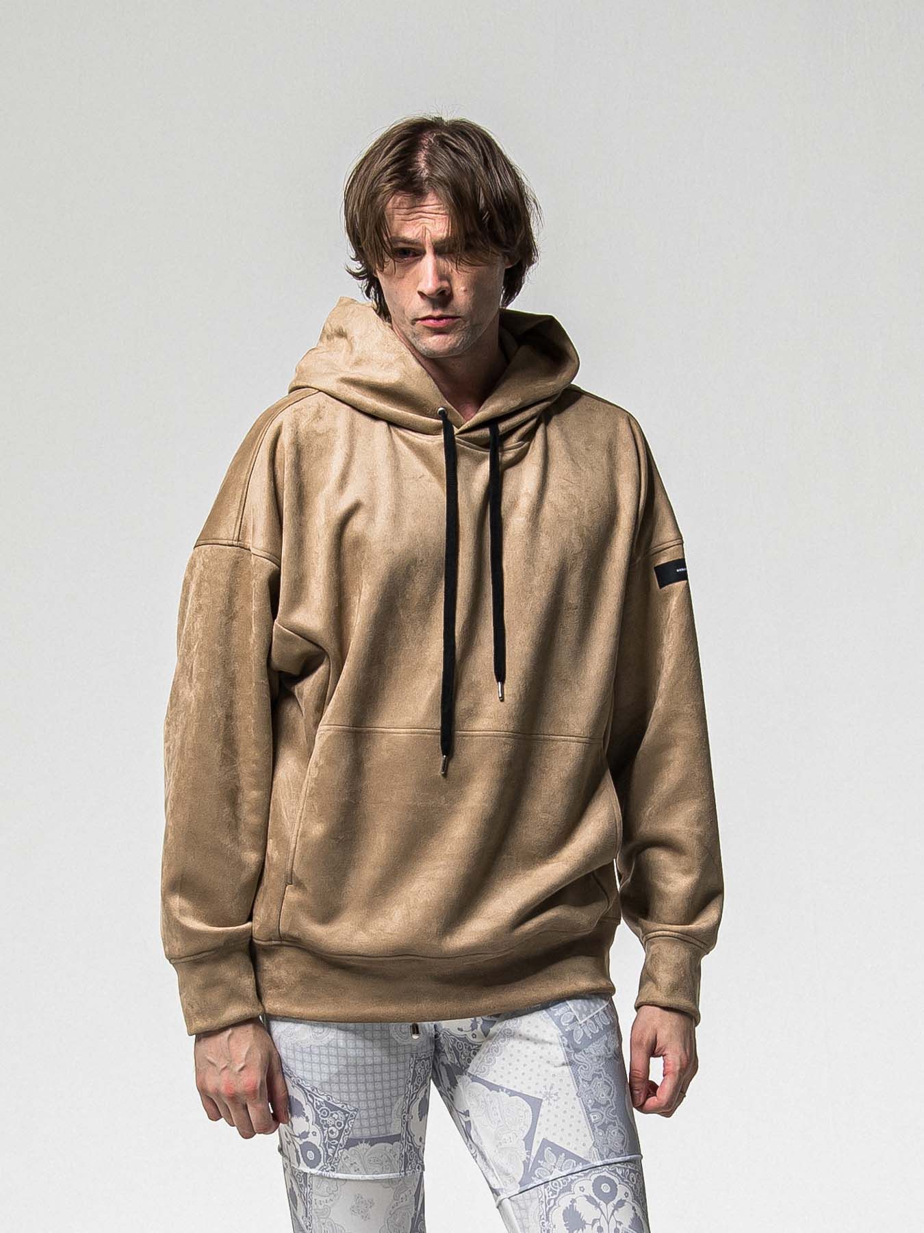 【予約品 8月31日(日) 締切】SUEDE LOOSE HOODIE / スウェード ルーズフーディ / ブラウン