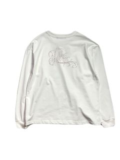 【予約品 3月9日(月) 18:00 締切】WING EMB LOVE L/S T / ウイングクロスガン刺繍 クリスタルLove ロンT / ホワイト