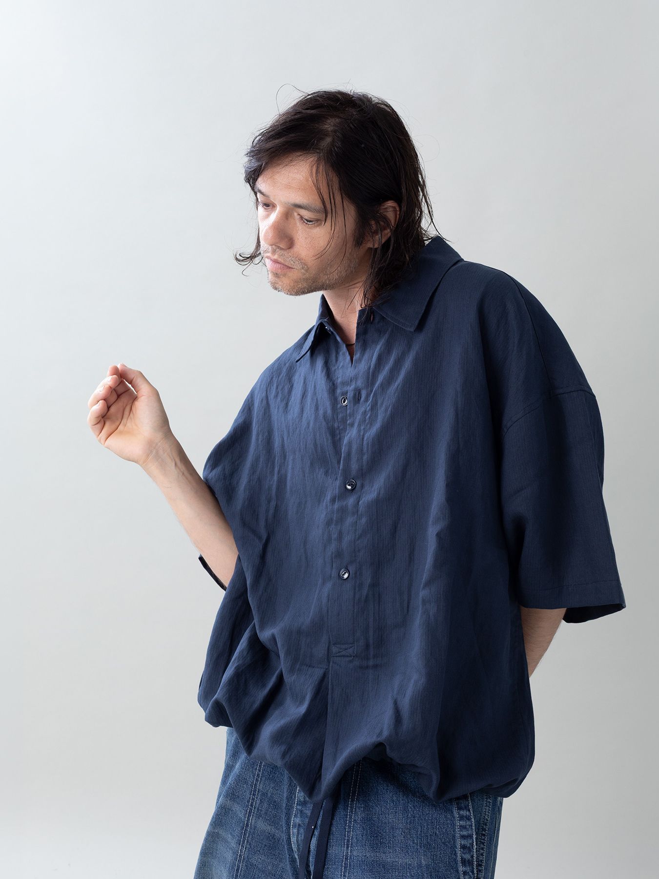 【予約品 5月6日(水) 締切】PLISSE-SHIRTS / ワークシャツ / ネイビー