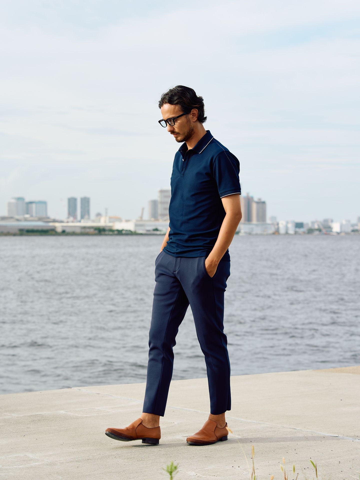 【予約品9月19日 10時締め】 function knit easy slacks  / スラックス / ネイビー