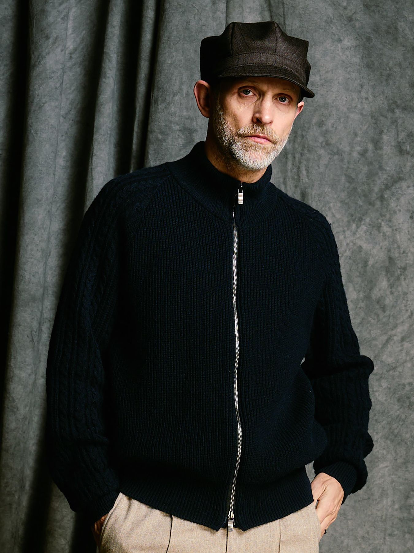 【予約品 4月19日(日) 18時締切】lomond×powder zip-up knit / ジップアップニット / ネイビー